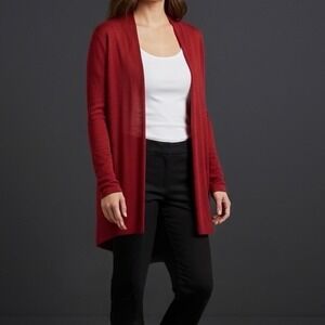 Eileen Fisher | Festive Lagenlook Tencel Organic Cotton Red Cardigan XL (Flaw)‎